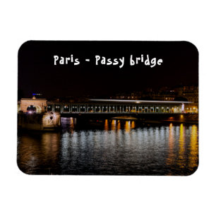 Metro crossing Passy bridge at night Magnet