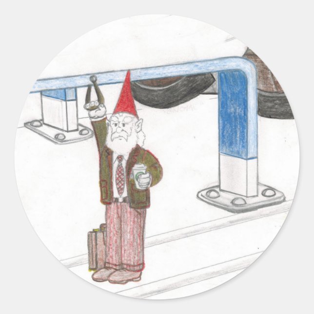 metro-gnome classic round sticker (Front)