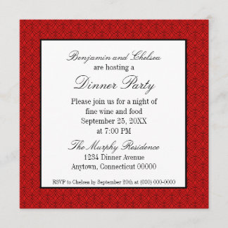 Metro Retro Dinner Party Invite, Dark Red Invitation