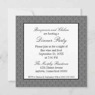 Metro Retro Dinner Party Invite, Grey Invitation