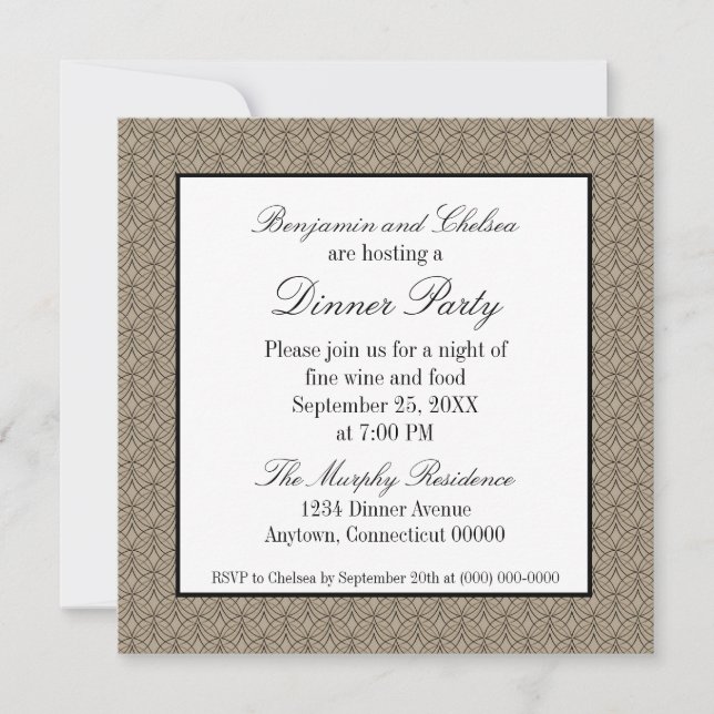Metro Retro Dinner Party Invite, Latte Invitation (Front)