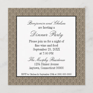Metro Retro Dinner Party Invite, Latte Invitation