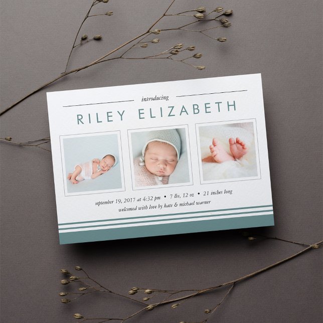 Metro Stripe Birth Announcement | Sage (Creator Uploaded)