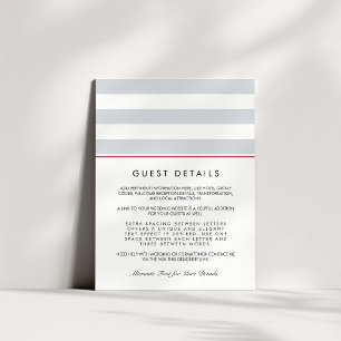 Metro Stripe Guest Information Card Cranberry