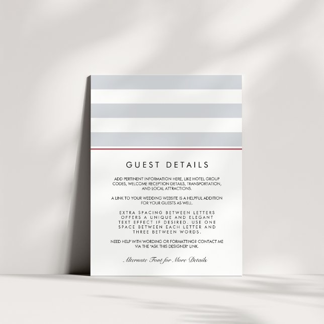 Metro Stripe Guest Information Card | Cranberry (Creator Uploaded)