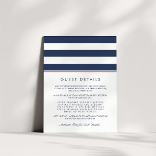 Metro Stripe Guest Information Card   Pink & Navy