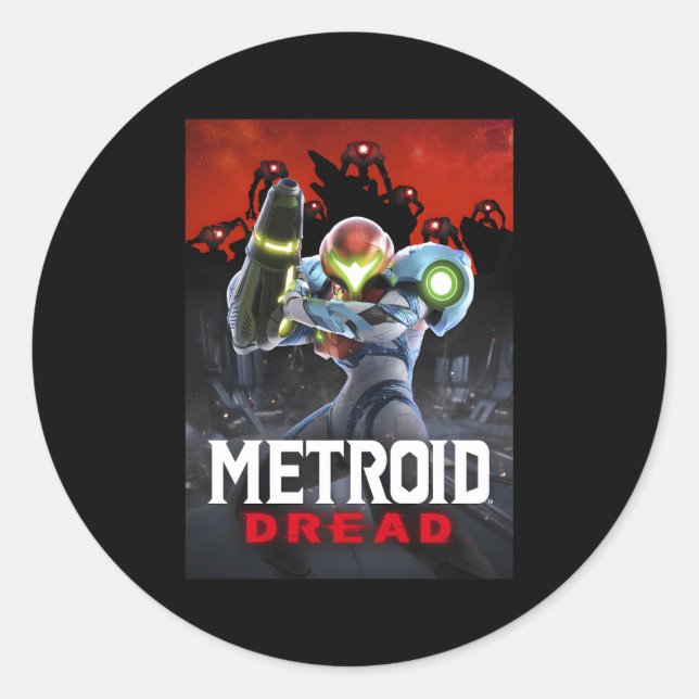 Metroid Dread Samus Surrounded Classic Round Sticker (Front)