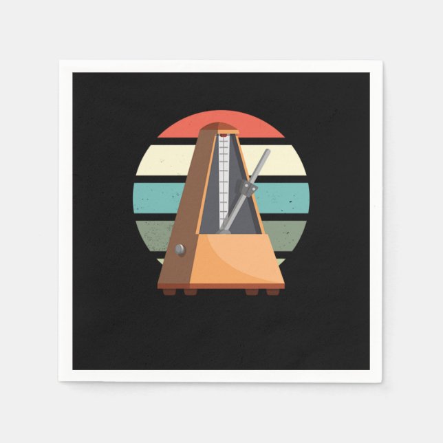 Metronome Retro Musician Music Piano Player Pianis Napkin (Front)