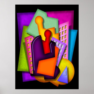 metropolis art deco abstract painting poster