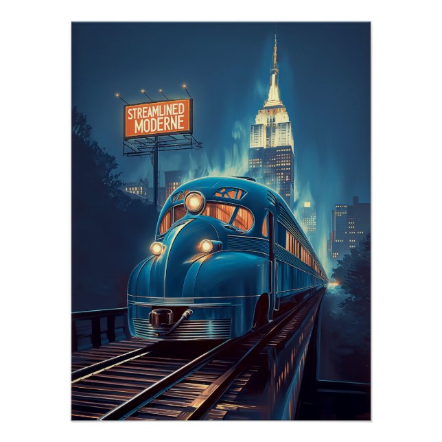 Metropolis Express | Art Deco New York Train Poster (Front)