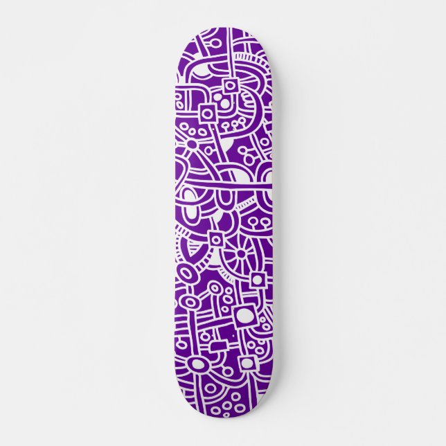 Metropolis I - White on Purple Skateboard (Front)