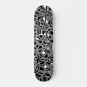 Metropolis II - White on Black Skateboard