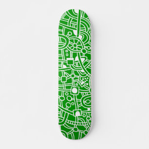 Metropolis II - White on Green Skateboard