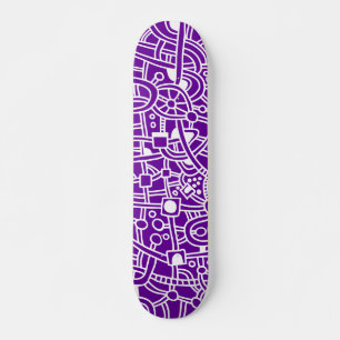 Metropolis II - White on Purple Skateboard