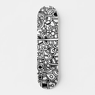 Metropolis III - Black on White Skateboard