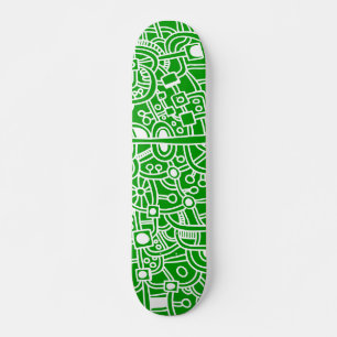 Metropolis III - White on Green Skateboard
