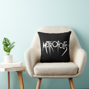 Metropolis movie poster title vintage cinema art f throw pillow
