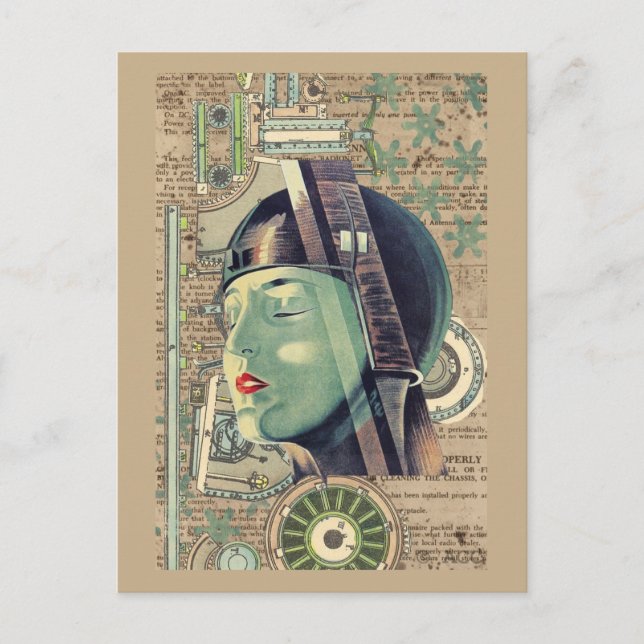 Metropolis Steampunk Woman Postcard (Front)