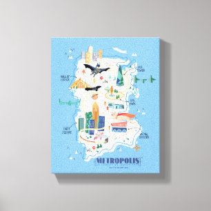 Metropolis Story Book Map Canvas Print