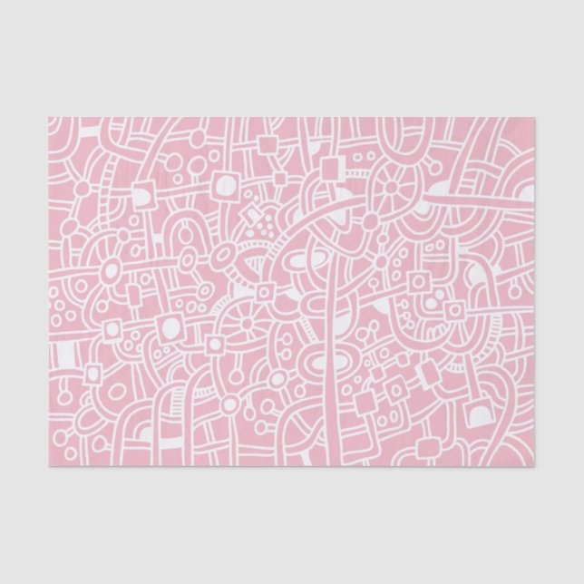 Metropolis - White on Pale pink Tissue Paper (Front)
