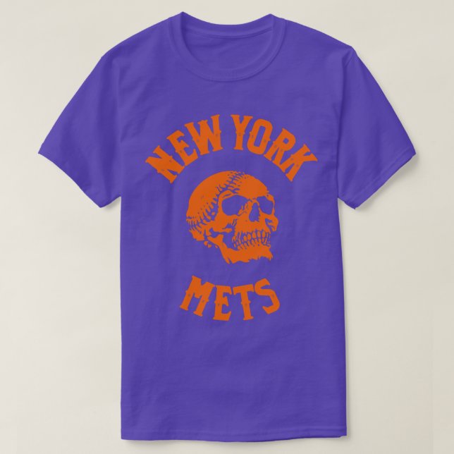 Mets Baseball Skull T-Shirt (Design Front)