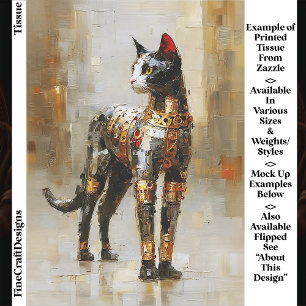 Mettalic Steampunk Cat Portrait EM5L Decoupage Tissue Paper