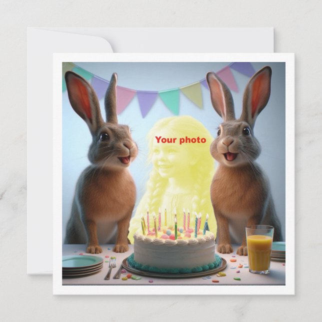 Mettez mon visage dans l'image, carte de lièvres e (Devant)