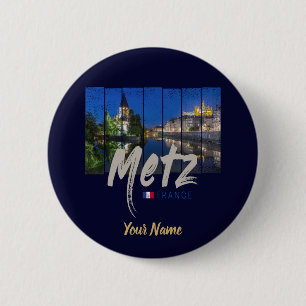 Metz Grand Est France at Night vintage Souvenir 2 Inch Round Button