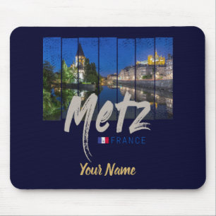 Metz Grand Est France at Night vintage Souvenir Mouse Pad