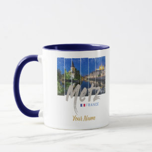 Metz Grand Est France at Night vintage Souvenir Mug