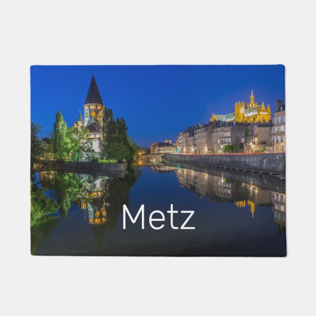 Metz Temple Neuf France Night Moselle Souvenir Doormat (Front)