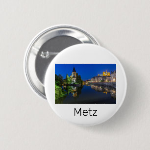 Metz Temple Neuf France Night Moselle Souvenir Lug 2 Inch Round Button