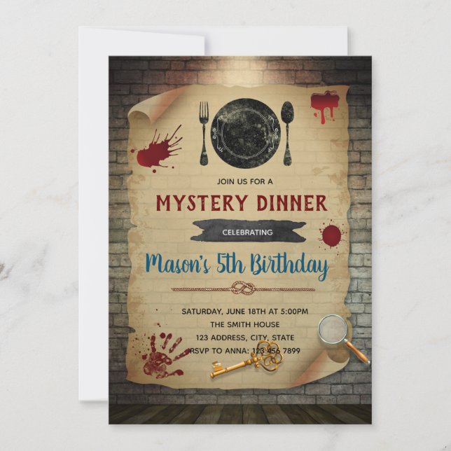 Meurtre Mystère Dîner invitation Anniversaire (Devant)