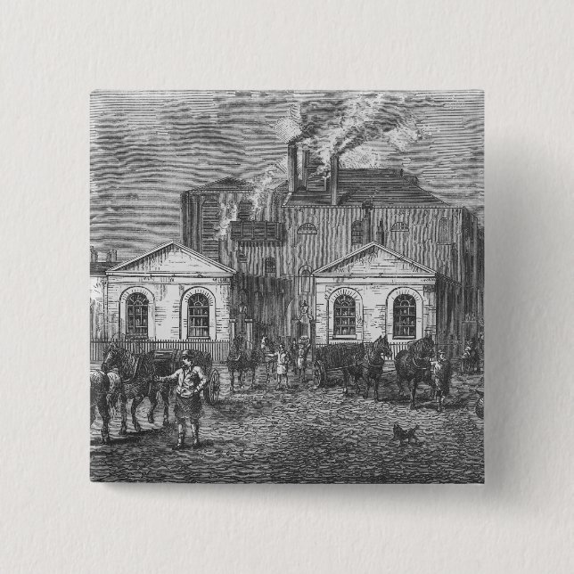 Meux's Brewery, 1830 2 Inch Square Button (Front)