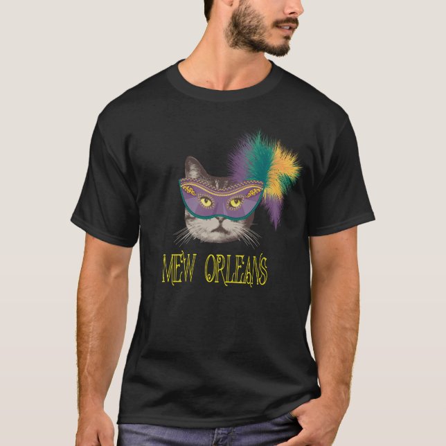 Mew Orleans Mardi Gras Cat T-Shirt (Front)