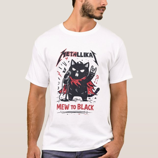 Mew to Black – Metal Cat Vocalist Parody T-Shirt (Front)