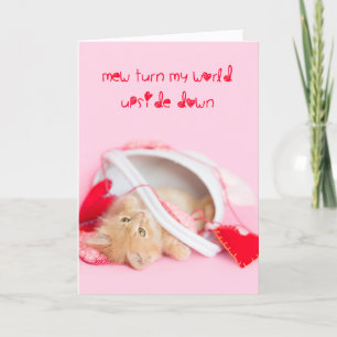 Mew turn my world upside down kitten holiday card
