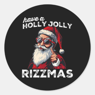 Mewing Santa Mew Funny Santa Meme Rizz Rizzmas Chr Classic Round Sticker