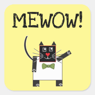 MEWOW STICKERS Carré Chat autocollants personnalis