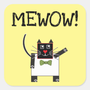 MEWOW STICKERS Square Cat custom stickers Cat Fun