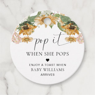 Mews Sunflower Fall Autumn Baby Shower Pop It Favour Tags