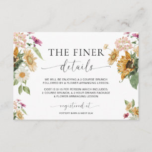 Mews Sunflower Fall Baby Shower Details Enclosure Card