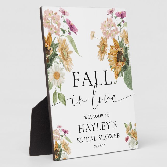 Mews Sunflower Fall Bridal Shower Welcome Sign Plaque (Side)