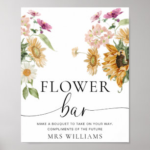 Mews Sunflower Fall Floral Flower Bar Sign