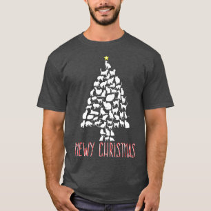 Mewy Christmas Cat Lover Pun Kitty Christmas Tree T-Shirt