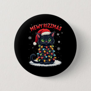 Mewy Rizzmas Funny Santa Cat Mewing Joke Rizz Xmas 2 Inch Round Button