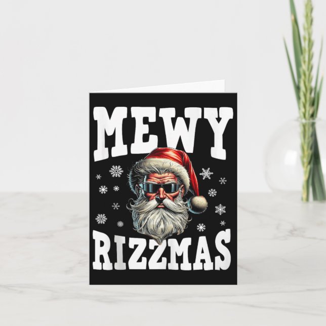 Mewy Rizzmas Kids Teens Funny Merry Christmas Sant Card (Front)