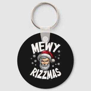 Mewy Rizzmas Kids Teens Funny Merry Christmas Sant Keychain