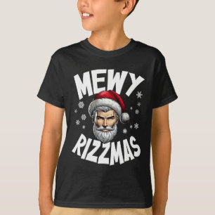 Mewy Rizzmas Kids Teens Funny Merry Christmas Sant T-Shirt