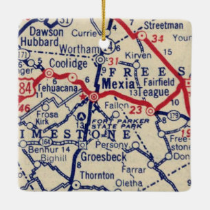 Mexia TX 1941 Map Ceramic Ornament